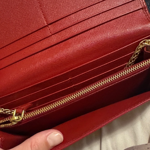 Authentic Prada Red Saffiano Leather Chain Wallet with chain box - Picture 4 of 9